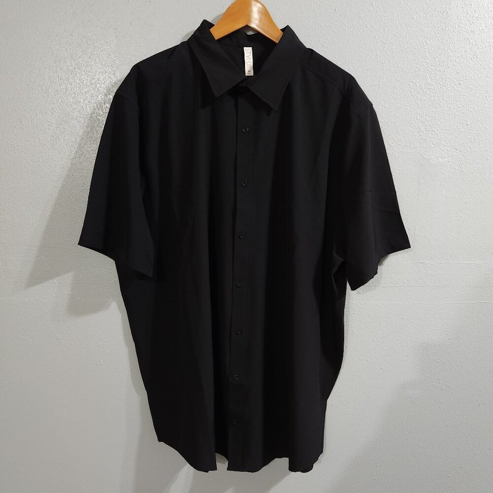 Big & Tall New Black Short sleeve dress Shirt button up 2xl wrinkle resistant
